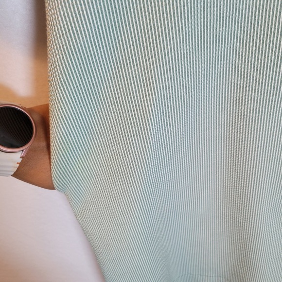 Ann Mashburn Womens Frill Striped Seersucker Shirt Dress Size Large Green - Picture 4 of 12